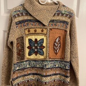 Multicolor Cowl Neck Sweater